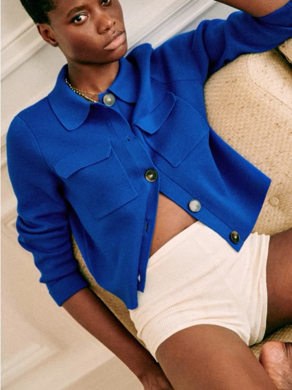 Sezane Betty Cardigan, Flash Blue, Size S, Excellent